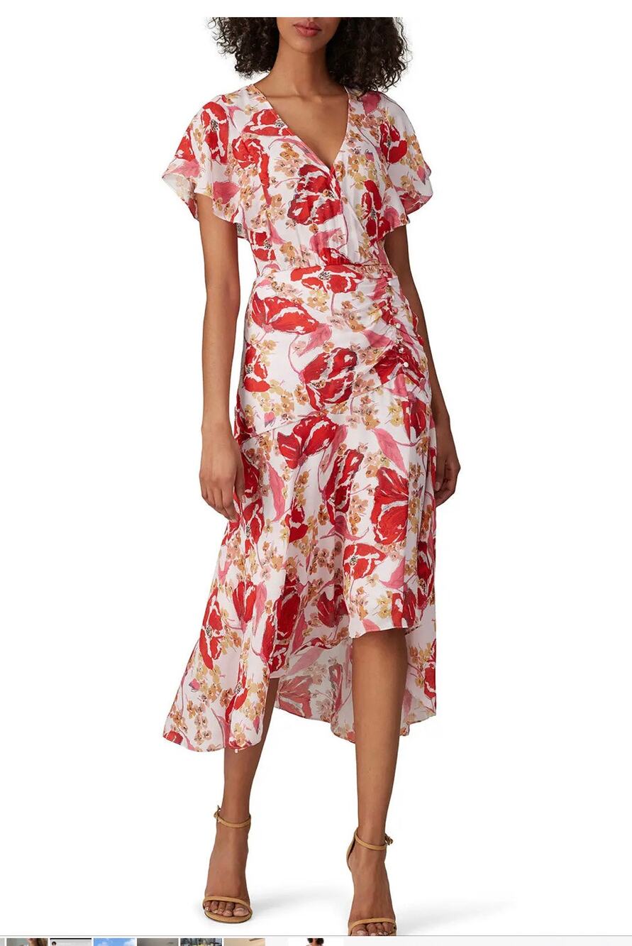 Parker Vivi Silk Floral Midi Dress Size 2